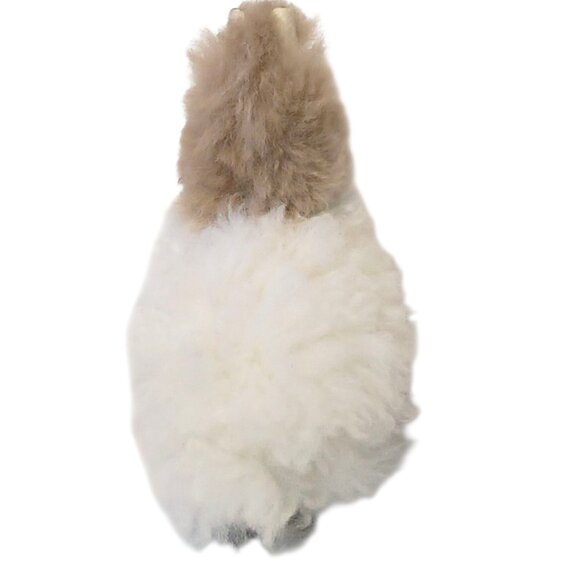 Handmade Llama Alpaca Fur White & Tan Plush Stuffed Toy 6" - Picture 4 of 7